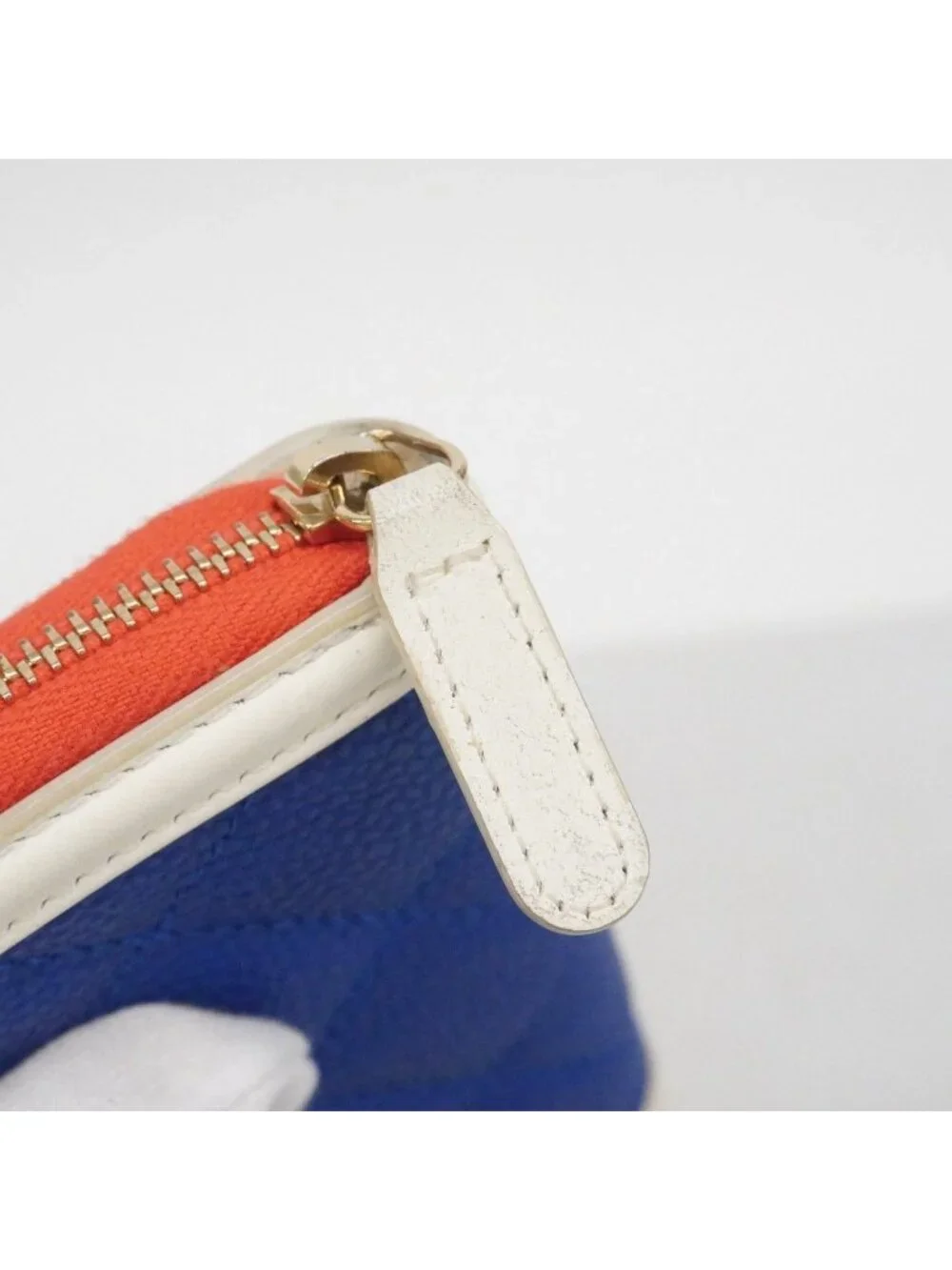 Chanel Coin Case CC Filigree Caviar Leather Blue White Red Gold